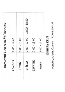 Ordinační hodiny ordinace MUDr Chramostové Rohatsko Informační